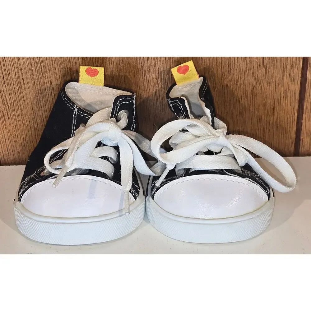 BABW Baby Shoes Lot 2 Pairs High Top Sneakers Checkerboard Slip On Black White